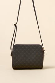 Monogram Textured Cross-Body Bag - Coffee