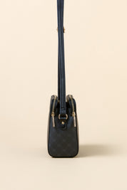 Monogram Textured Crossbody Bag - Black