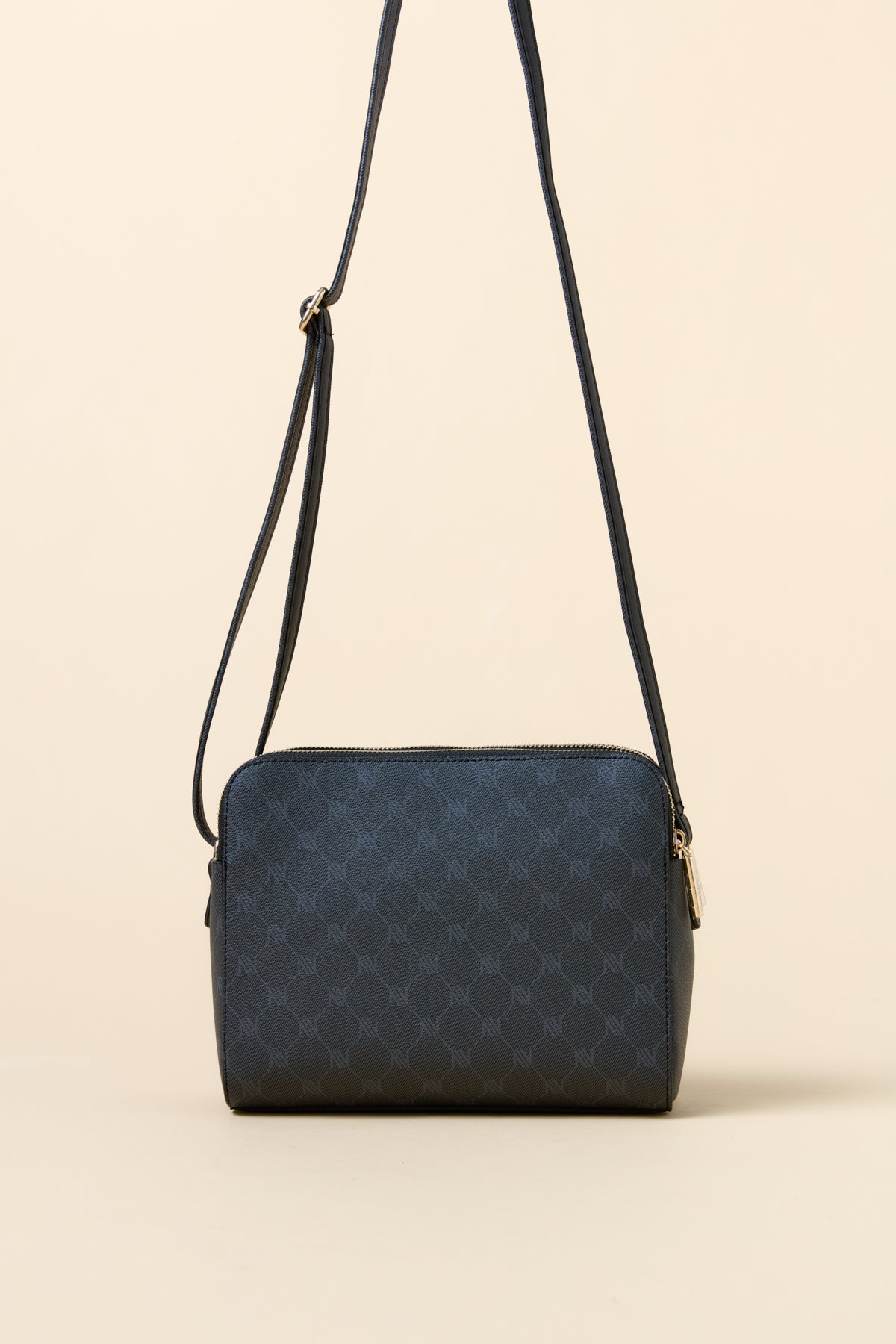 Monogram Textured Crossbody Bag - Black