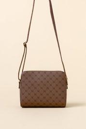 Monogram Textured Crossbody Bag - Tan