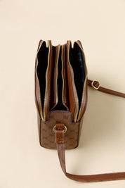 Monogram Textured Crossbody Bag - Tan