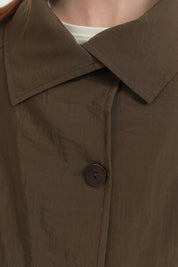 Düğme Detaylı Crop Ceket - Kahve