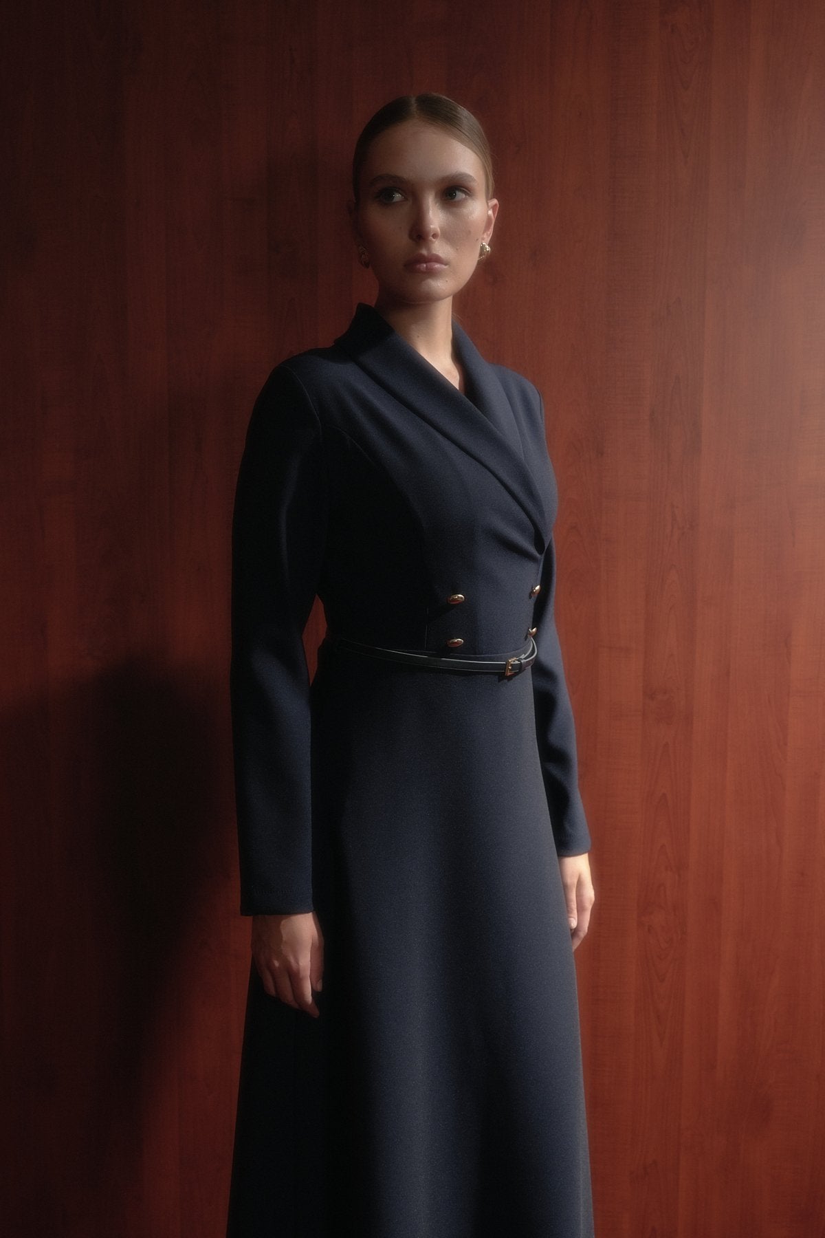 Button Detail Dress - Navy Blue
