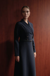 Button Detail Dress - Navy Blue