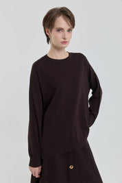 Button Detail Skirt and Blouse Rayon Set - Coffee