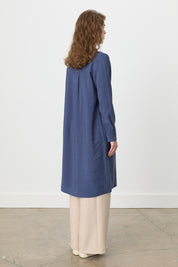 Button Detail Shirt Collar Modal Tunic - Indigo