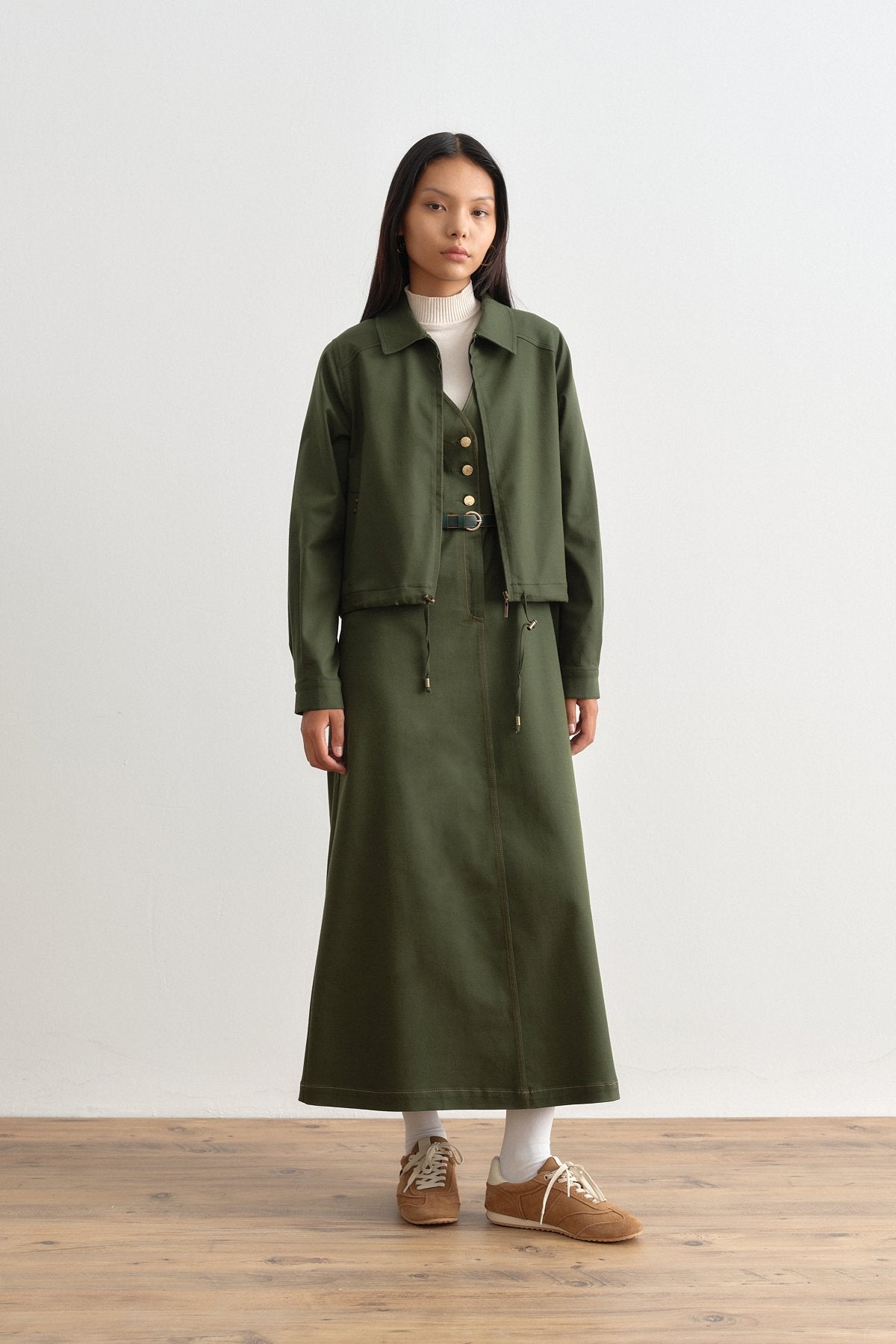 Düğme Detaylı Jile - Yeşil