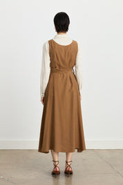 Button Detailed Belted Tencel Jile - Light Brown