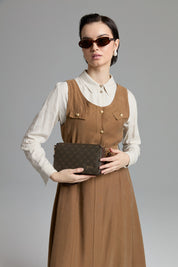 Button Detailed Belted Tencel Jile - Light Brown