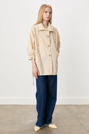 Button-Detailed Oversize Modal Slip-On - Beige