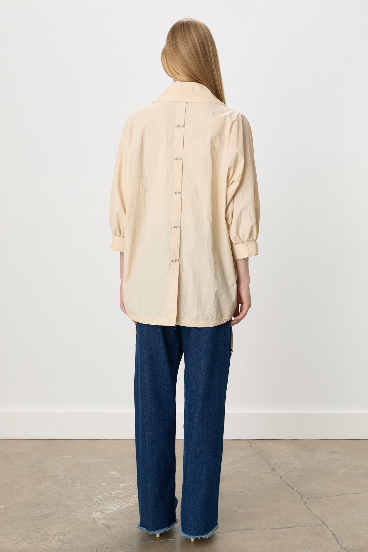 Button-Detailed Oversize Modal Slip-On - Beige