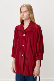 Düğme Detaylı Oversize Modal Giy-Çık - Bordo