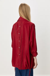 Düğme Detaylı Oversize Modal Giy-Çık - Bordo