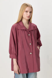 Button-Detailed Oversize Modal Slip-On - Rose Pink