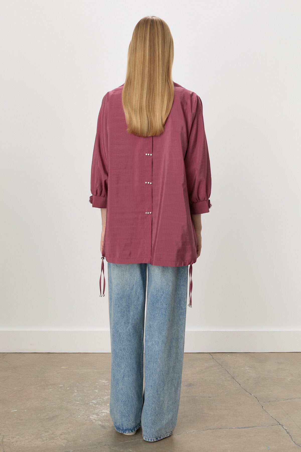 Button-Detailed Oversize Modal Slip-On - Rose Pink