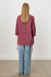 Button-Detailed Oversize Modal Slip-On - Rose Pink