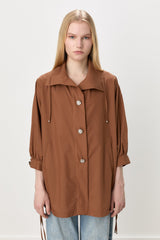 Button-Detailed Oversize Modal Slip-On - Brown