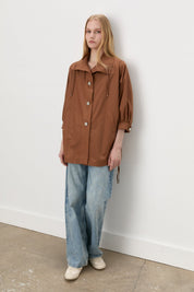 Button-Detailed Oversize Modal Slip-On - Brown