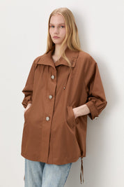Button-Detailed Oversize Modal Slip-On - Brown