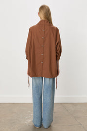 Button-Detailed Oversize Modal Slip-On - Brown