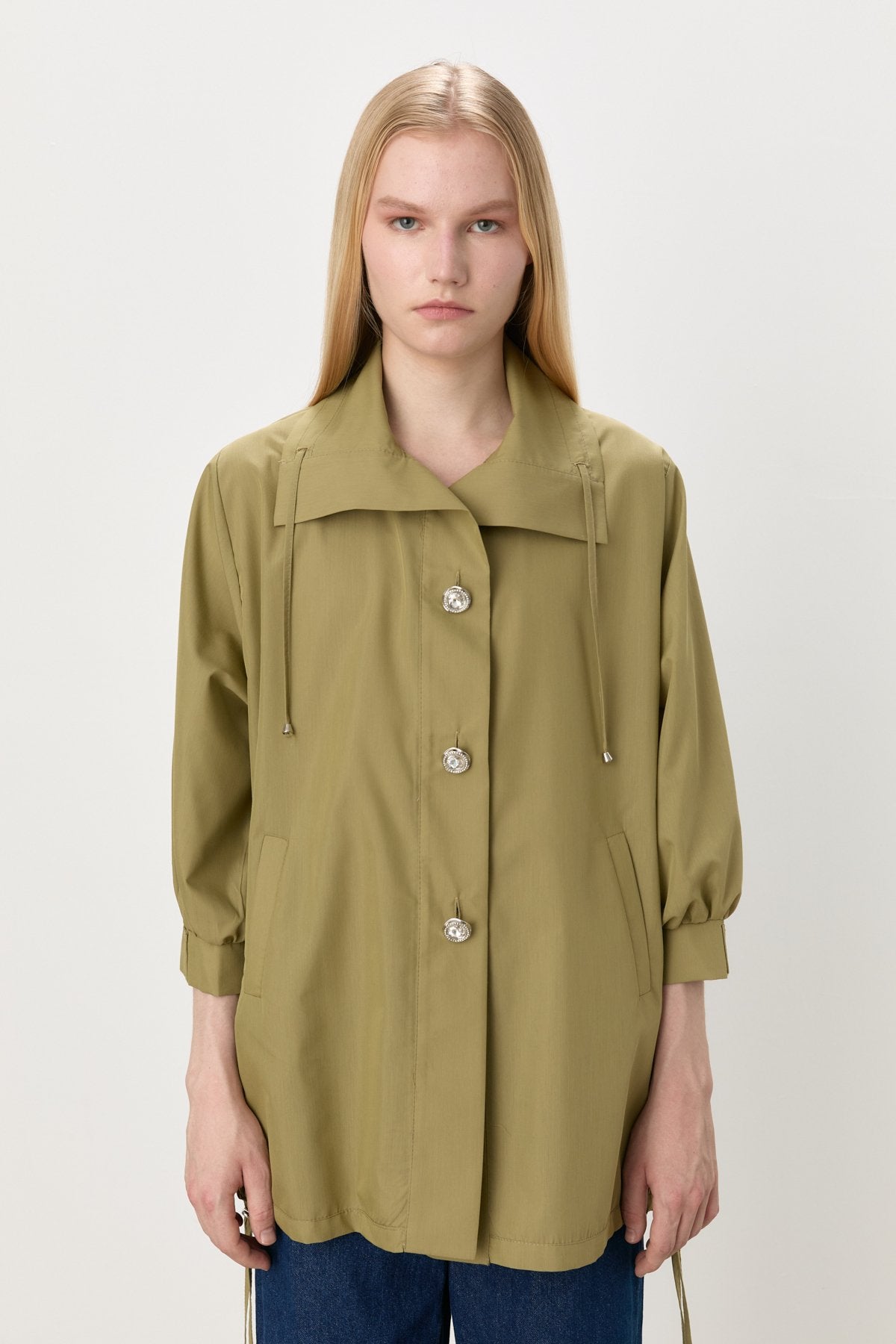 Düğme Detaylı Oversize Modal Giy-Çık - Kekik