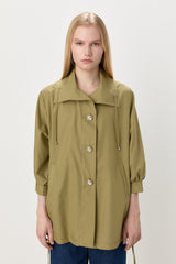 Button-Detailed Oversize Modal Slip-On - Thyme