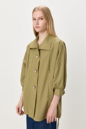 Button-Detailed Oversize Modal Slip-On - Thyme