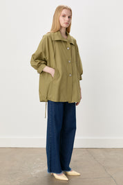 Button-Detailed Oversize Modal Slip-On - Thyme