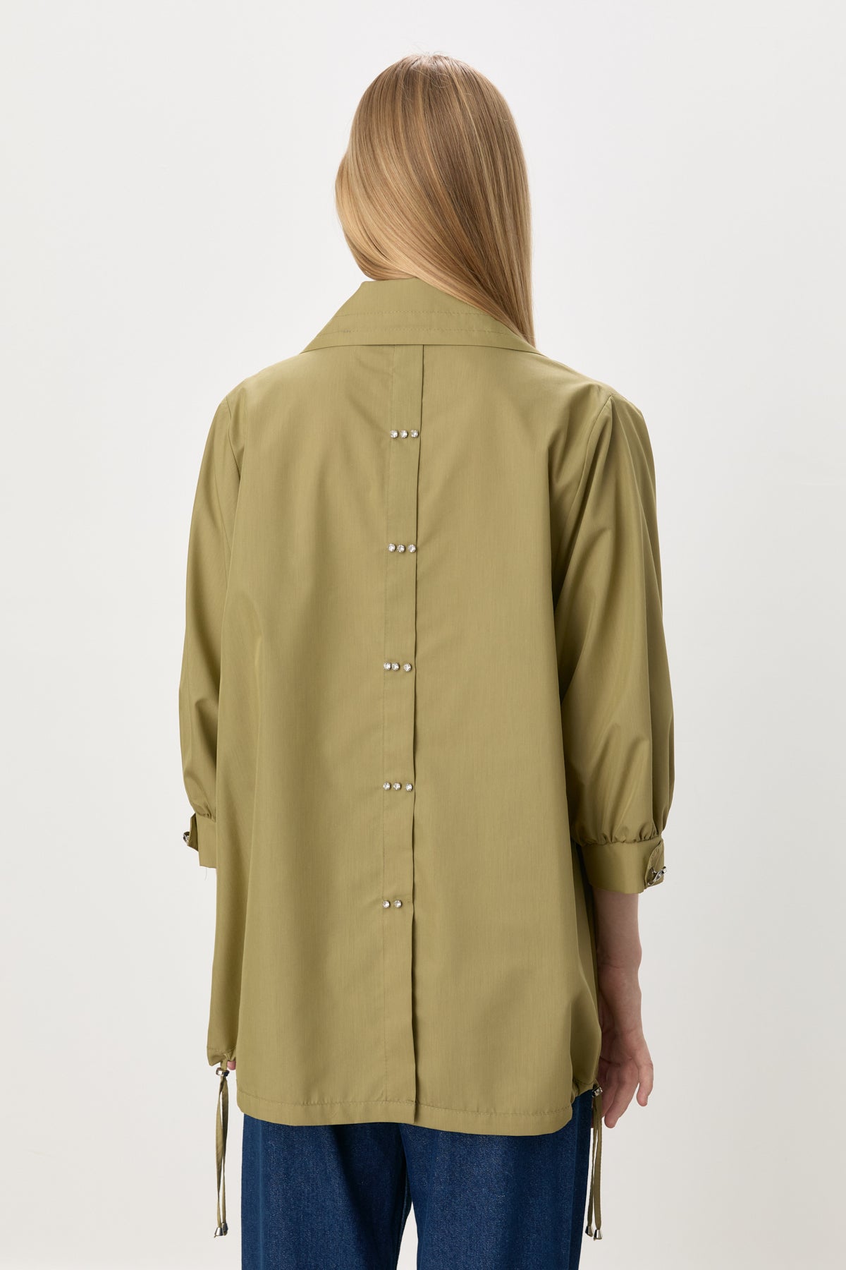 Button-Detailed Oversize Modal Slip-On - Thyme
