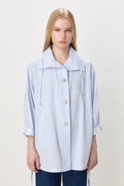 Düğme Detaylı Oversize Modal Giy-Çık - Mavi