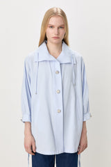 Button-Detailed Oversize Modal Slip-On - Blue