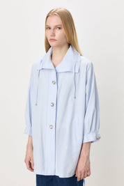 Button-Detailed Oversize Modal Slip-On - Blue