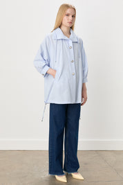 Button-Detailed Oversize Modal Slip-On - Blue
