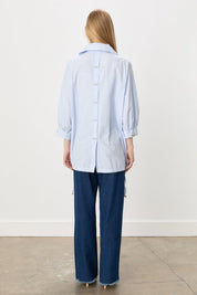 Button-Detailed Oversize Modal Slip-On - Blue