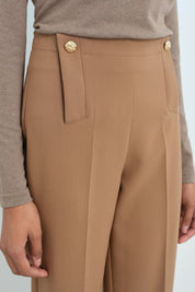 Düğme Detaylı Pensli Pantolon - Camel