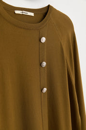 Button Detail Knitted Tunic - Olive