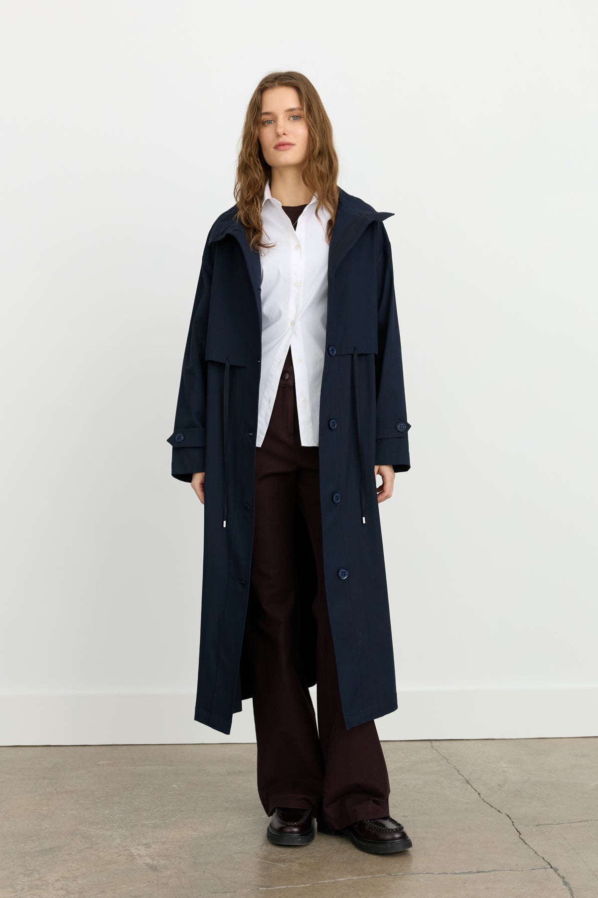 Sport Jacket with Button and Accessory Details - Navy Blue