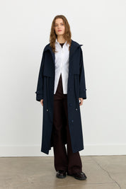 Sport Jacket with Button and Accessory Details - Navy Blue