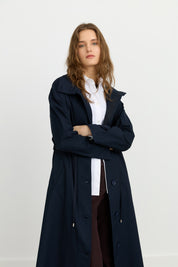 Sport Jacket with Button and Accessory Details - Navy Blue