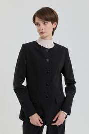 Buttoned Classic Jacket - Black