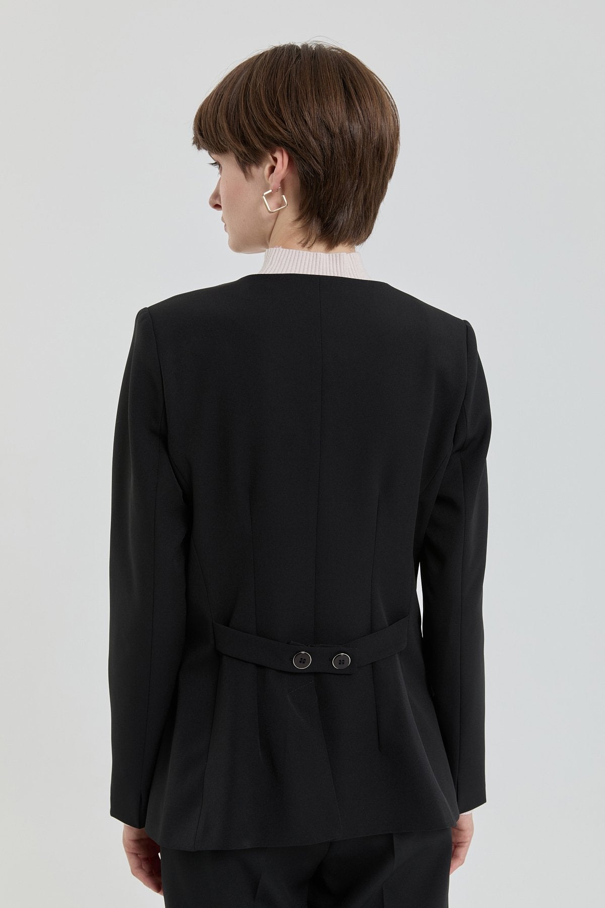 Buttoned Classic Jacket - Black