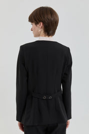 Buttoned Classic Jacket - Black