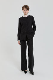 Buttoned Classic Jacket - Black