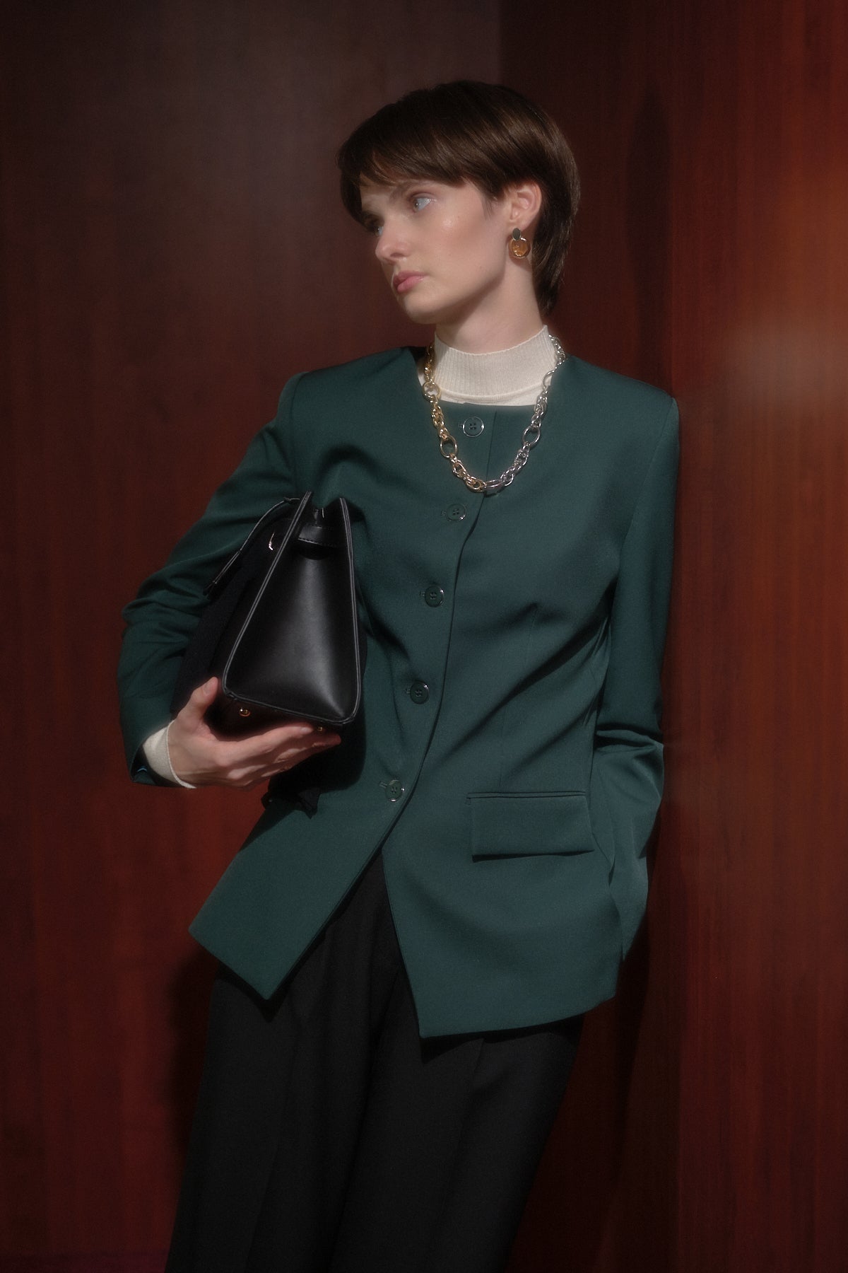 Buttoned Classic Jacket - Green
