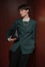 Buttoned Classic Jacket - Green