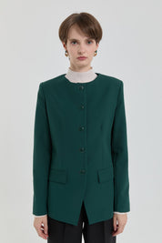 Buttoned Classic Jacket - Green