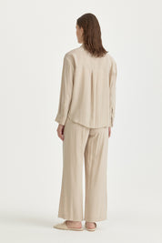 Dropped Shoulder Basic Modal Shirt - Beige