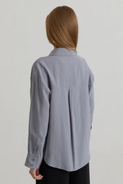 Drop Shoulder Basic Modal Shirt - Grey