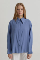 Dropped Shoulder Basic Modal Shirt - Indigo