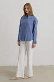 Dropped Shoulder Basic Modal Shirt - Indigo